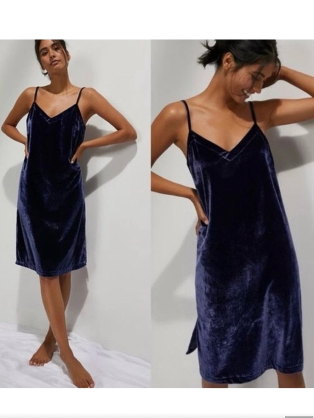 Anthropologie Shania Velvet Slip Dress - Saphire Purple